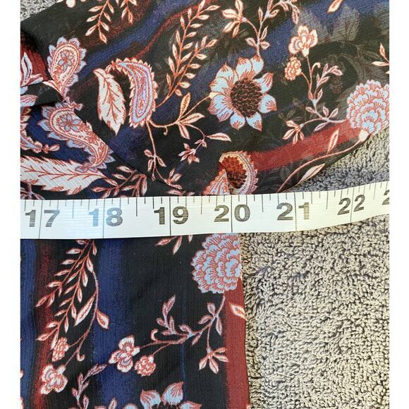 Knox Rose Women's Short Sleeve Floral Paisley Red Blue Top‎ Blouse V-Neck XS - Picture 8 of 12